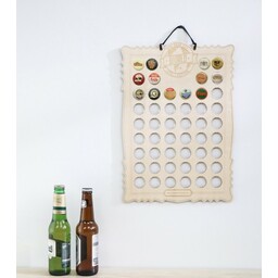 Affiche en bois pour capsules de bière